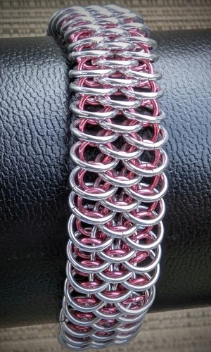 Pink and Silver Dragonscale Bracelet