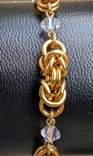 Swarovski Crystal - Gold Segmented Byzantine Bracelet