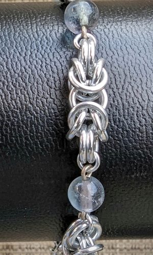 Fluorite - Silver Segmented Byzantine Bracelet