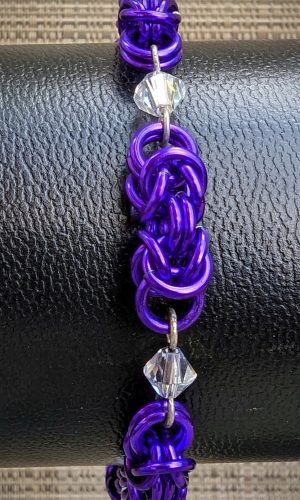 Swarovski crystal - purple segmented byzantine bracelet